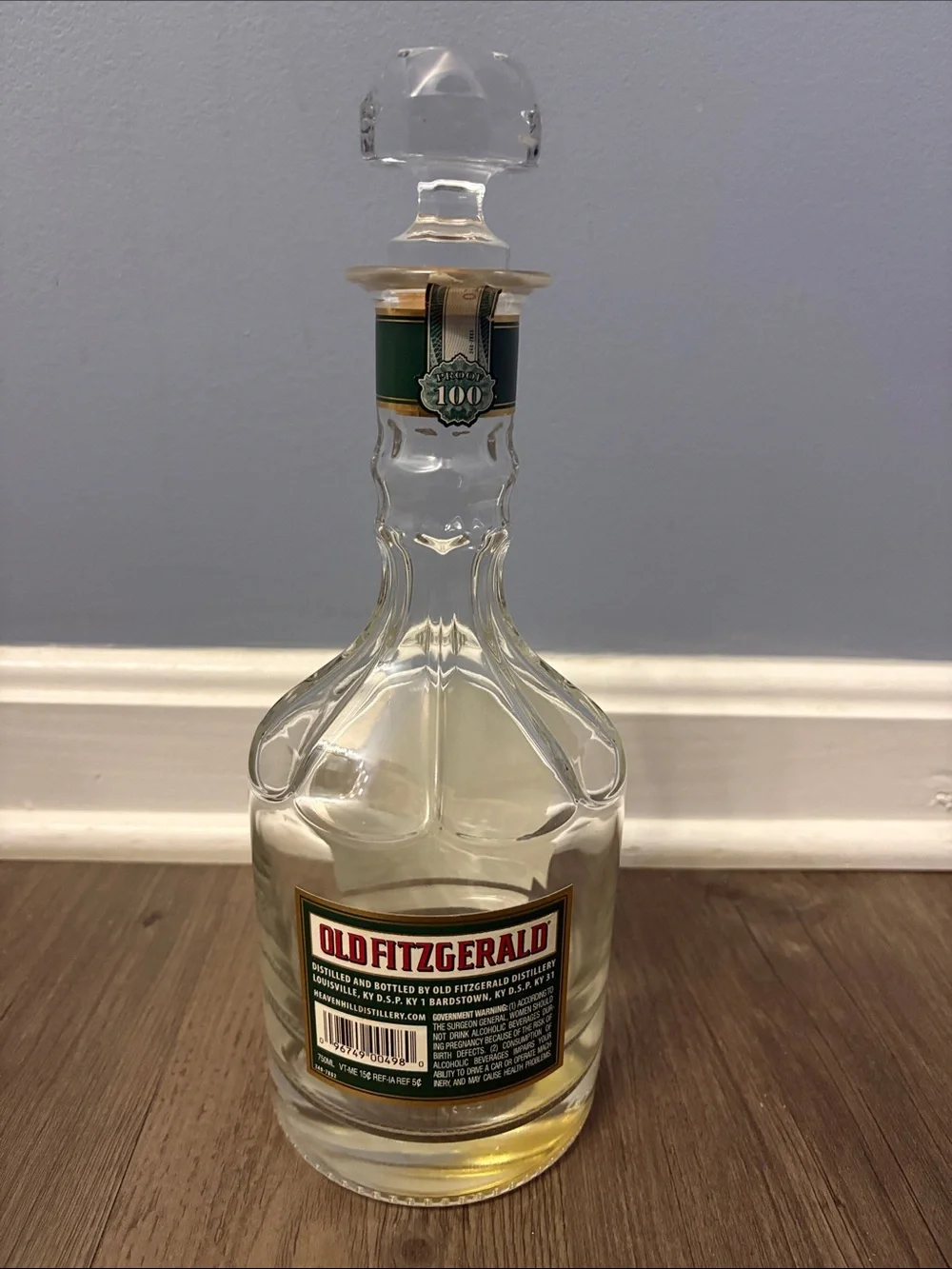 Empty Old Fitzgerald 8 year Bourbon Whiskey Bottle Spring 2021